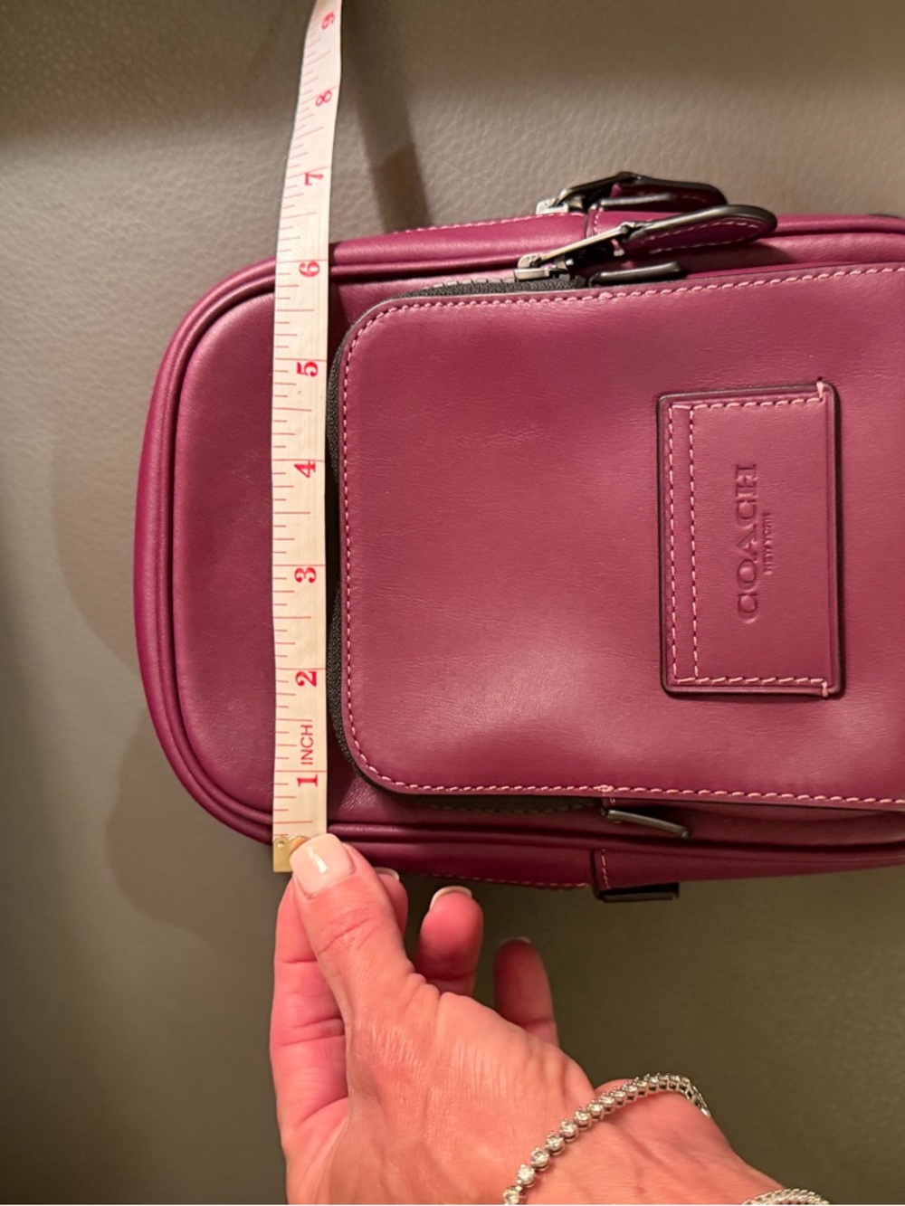 Coach Maroon Leather Sling Bag with Black Logo Strap - Picture 8 of 9